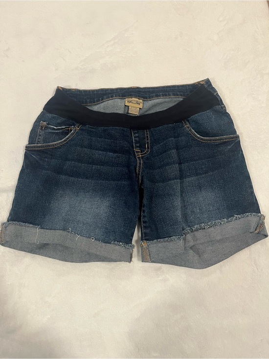 Indigo Blue Pants - Indigo Blue Maternity Jean Shorts with Cuffed Hem - Size XS